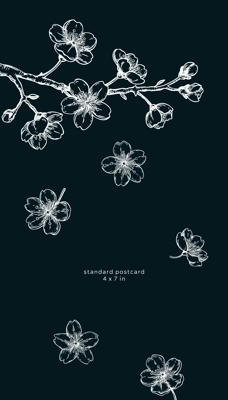 Japanese style invitation design. Spring hand-drawn vector illustration. Sakura, cherry blossom chalk drawings. Greeing card template. NOT AI genereted